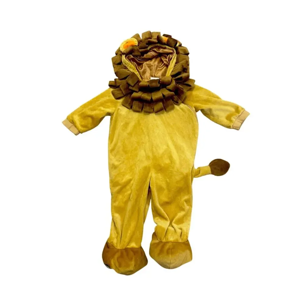 Lion Halloween Costume One Piece Zip-up With Hood Tail Size 12-24 Months